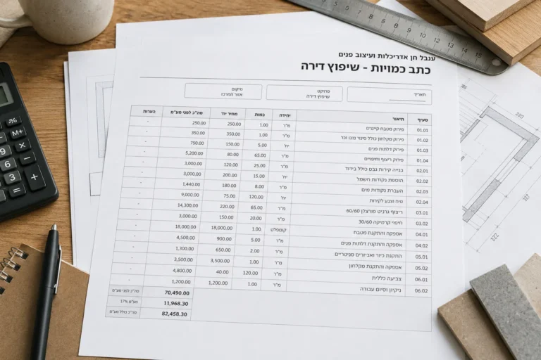 כתב כמויות לשיפוץ דירה - מה הוא כולל ולמה הוא כל כך חשוב?